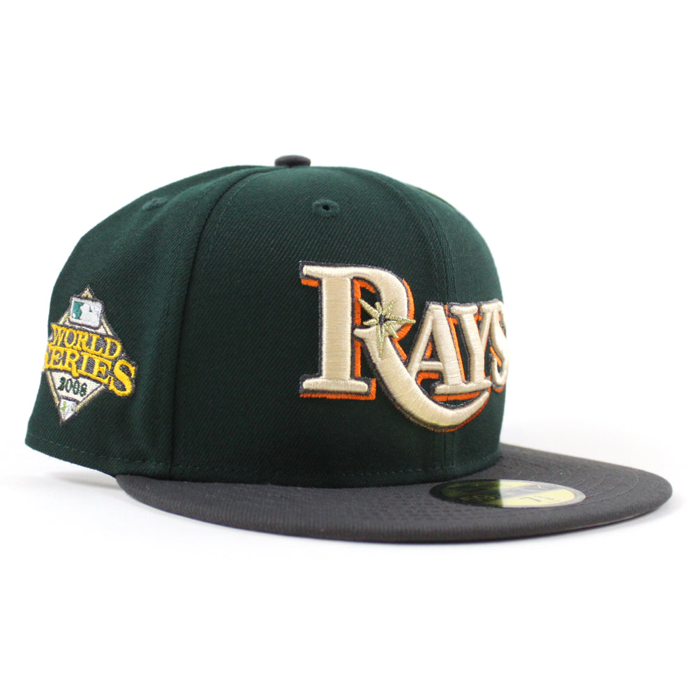 Tampa Bay Devil Rays 2008 World Series New Era 59FIFTY Fitted Hat (Night Shift Navy Silver Green UnderBrim) 7 3/8