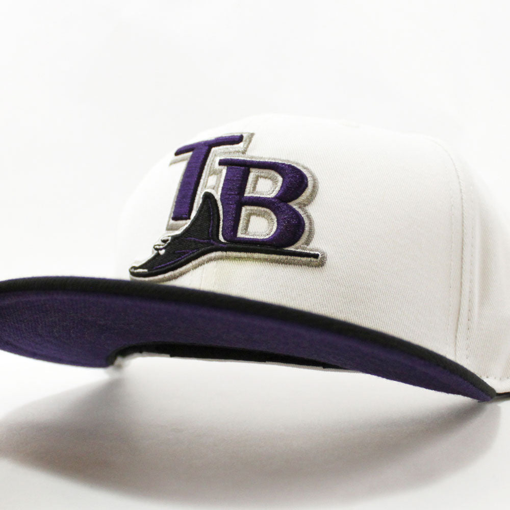 Tampa Bay Devil Rays New Era 59Fifty Fitted Hat (WHITE BLACK Purple Under  Brim)