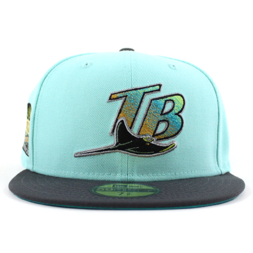 Tampa Bay Devil Rays Tropicana Field New Era 59FIFTY Fitted Hat (Blue Tint Dk Graphite Teal Breeze UnderBrim) 7 1/8