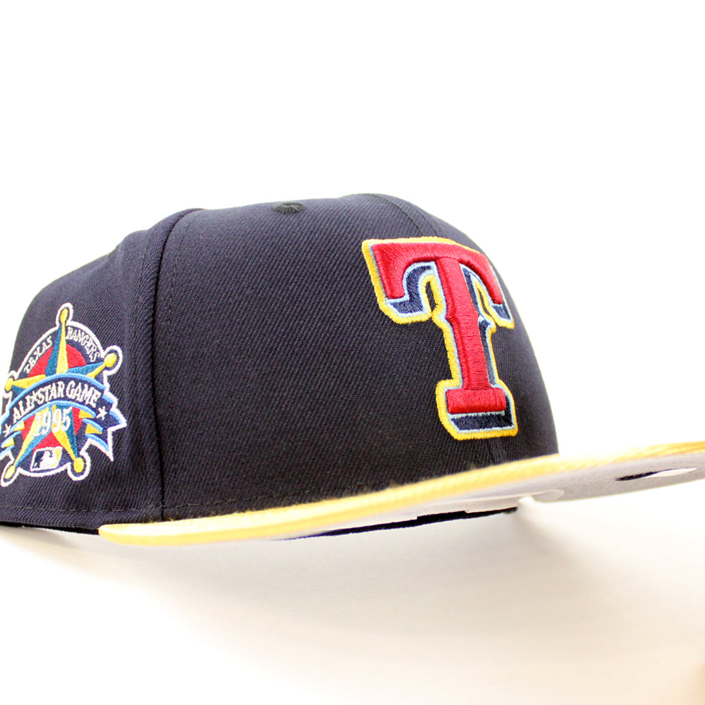 Texas Rangers 1995 All Star Game New Era 59FIFTY Fitted Hat (Navy, Metallic Gold, Gray Under BRIM) 7 3/8