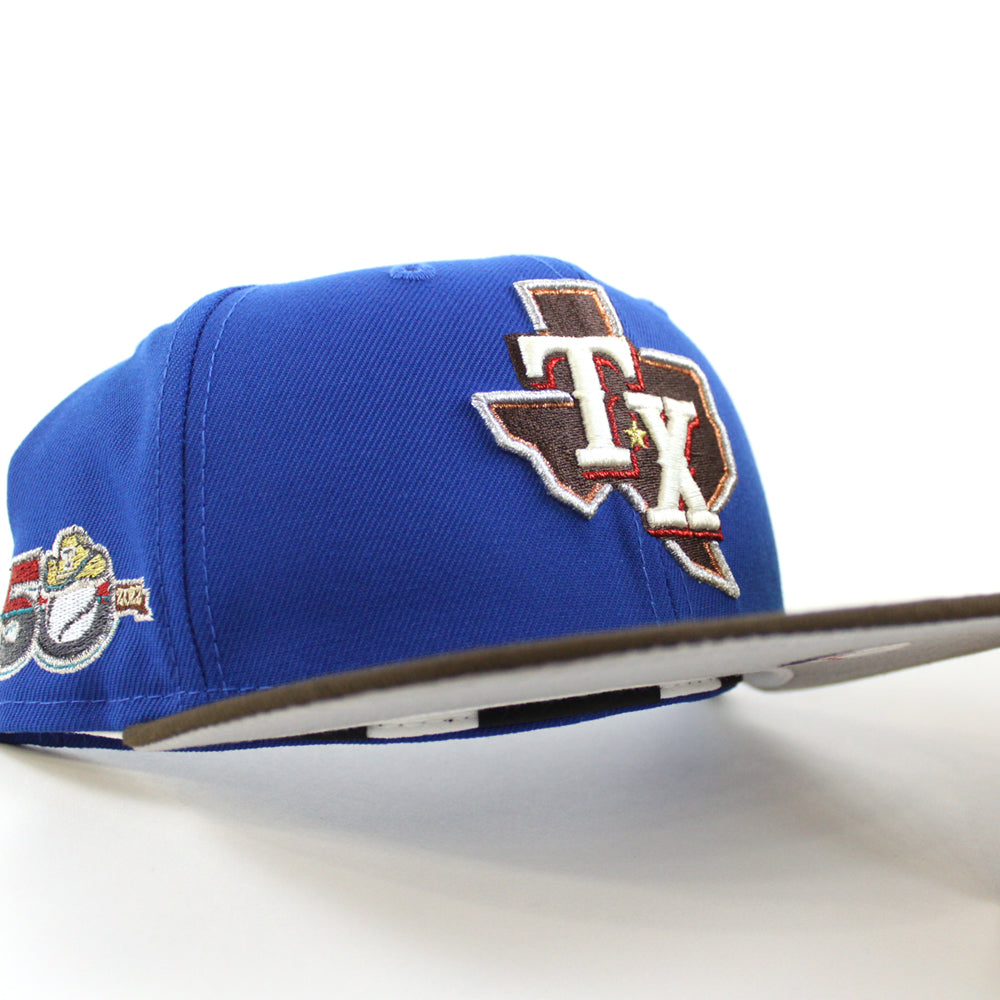 Texas Rangers 50th Anniversary New Era 59Fifty Fitted Hat (Azure Walnu ...