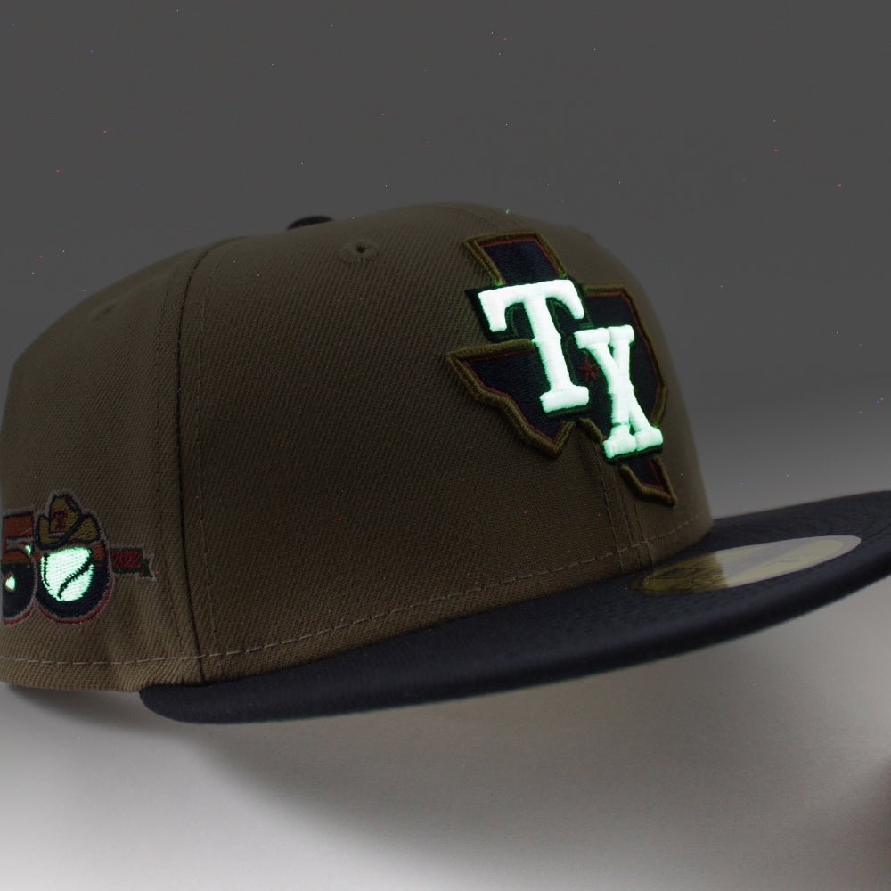 Texas Rangers INAUGURAL SEASON New Era 59Fifty Fitted Hat (GITD Khaki ...
