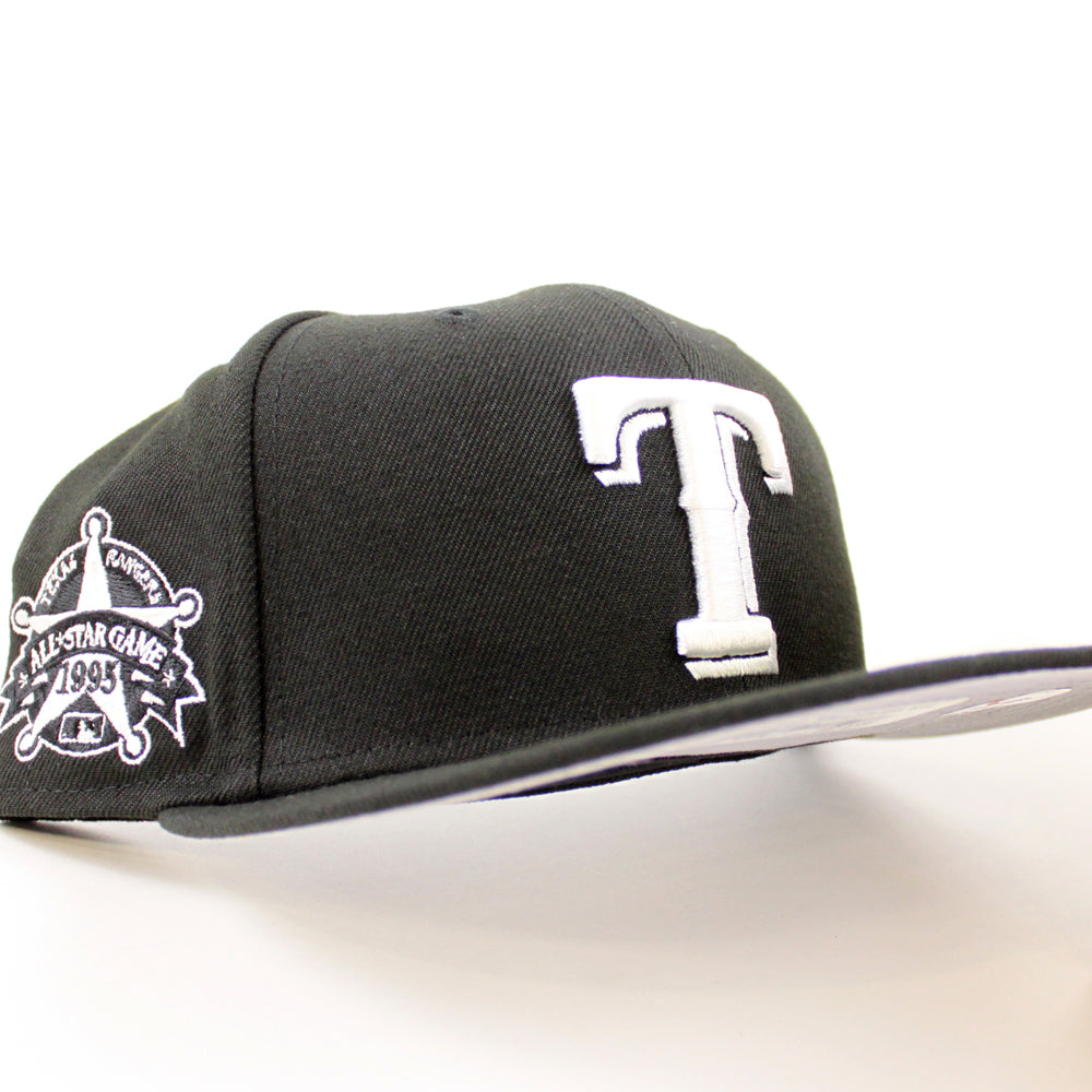 New Era 59FIFTY Black Soutache Texas Rangers Hat - Black, Royal Black / 7 1/8