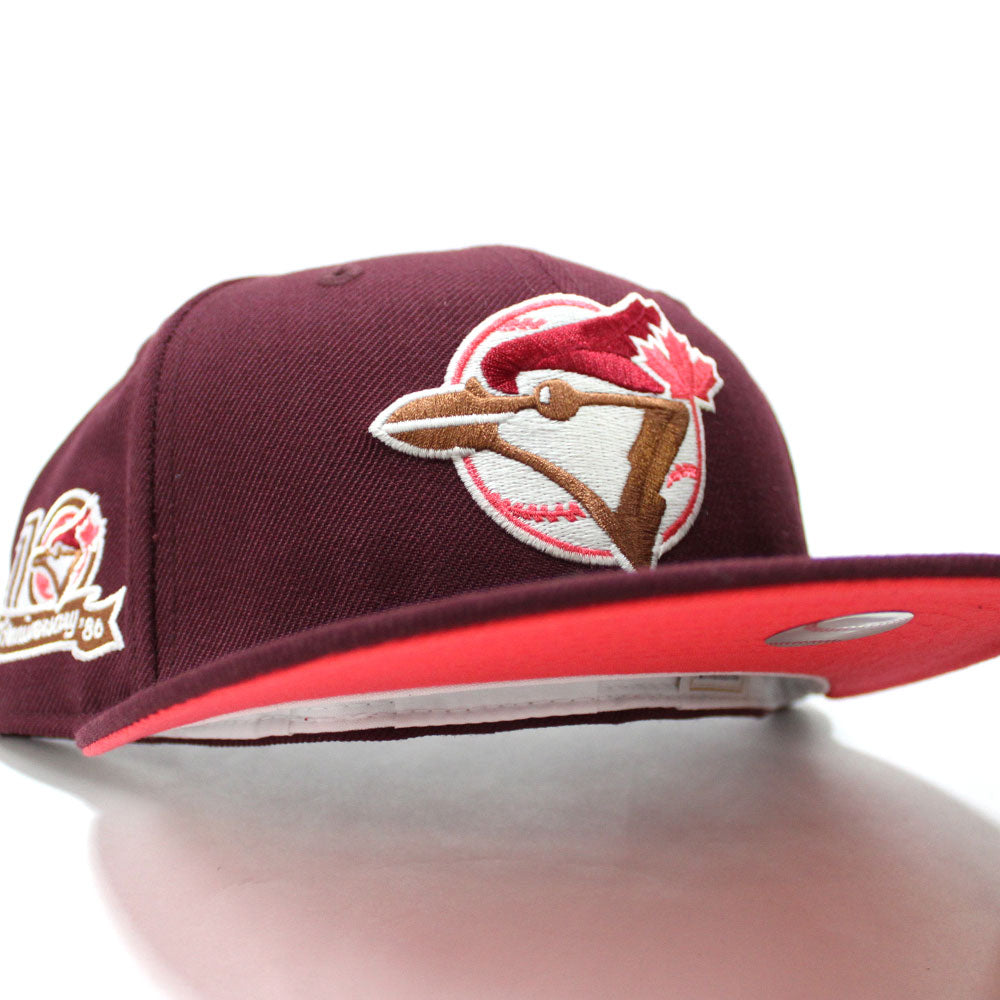 Toronto Blue Jays 10TH Anniversary New Era 59Fifty Fitted Hat (Maroon Lava  Red Under Brim)