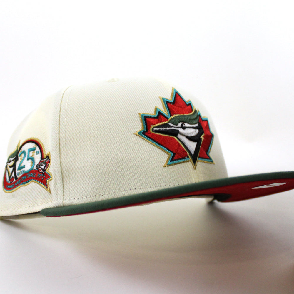 Toronto Blue Jays 25th Anniversary New Era 59FIFTY Fitted Hat (White Black Green Under BRIM) 7 1/8