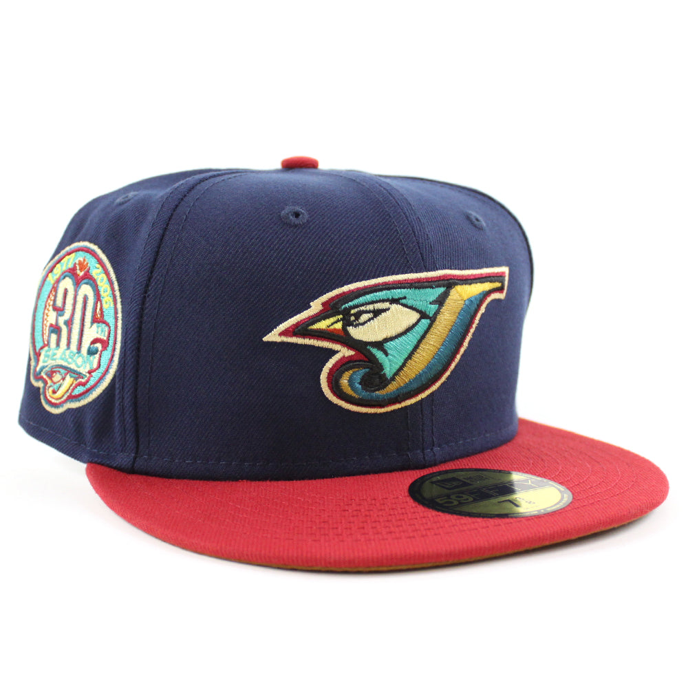 Toronto Blue Jays 30th Season New Era 59FIFTY Fitted Hat (oceanside Blue Pinot Red Toasted Peanut Under BRIM) 7 1/8