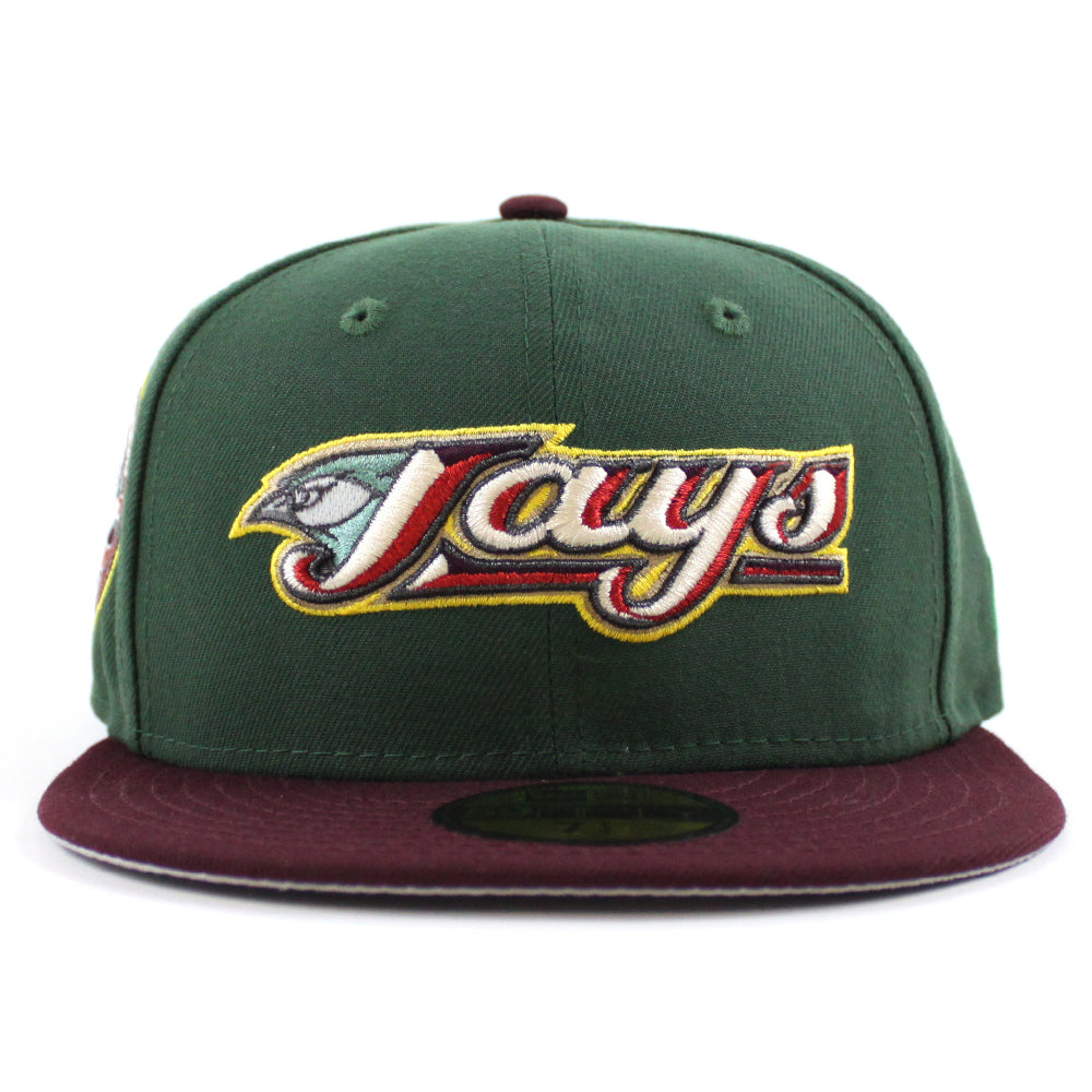 New Era 59FIFTY Toronto Blue Jays Meridian Fitted Hat Dark Green White Scarlet Red