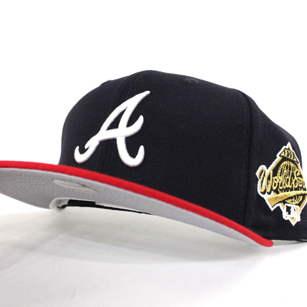 atlanta braves fitted hat black and white