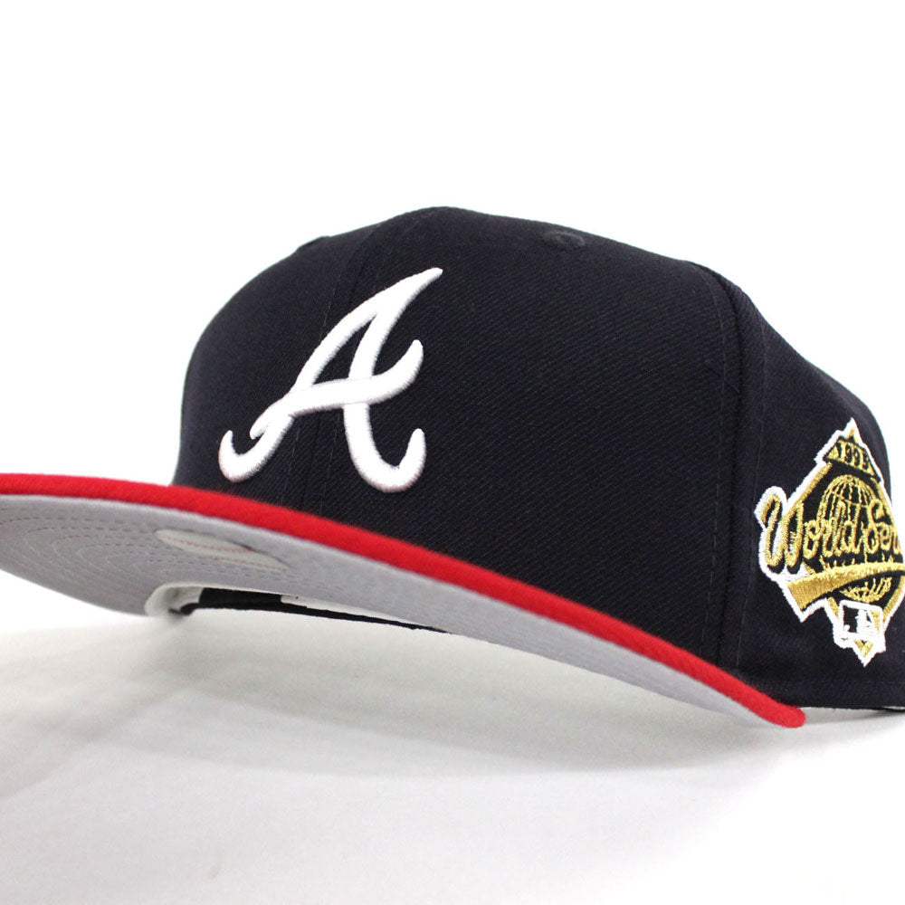 New Era Atlanta Braves Mens Grey Tonal Black Pop 1995 WS Side Patch 59FIFTY  Fitted Hat