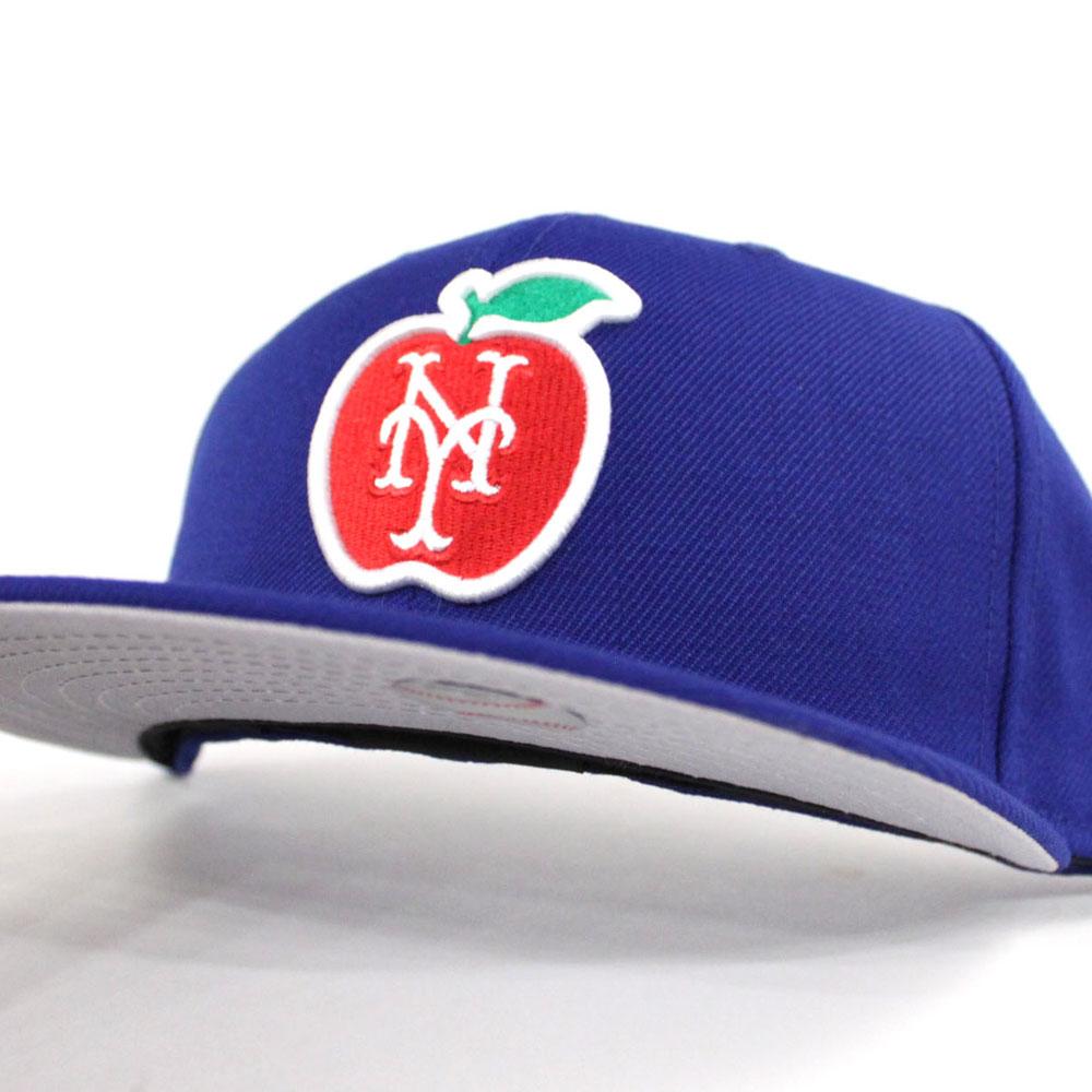 Big Apple New York Mets New Era 59Fifty Fitted Hat Blue Gray Under Brim Mets Fitteds NY Mets Grey Bottom New Era Caps ECAPCITY