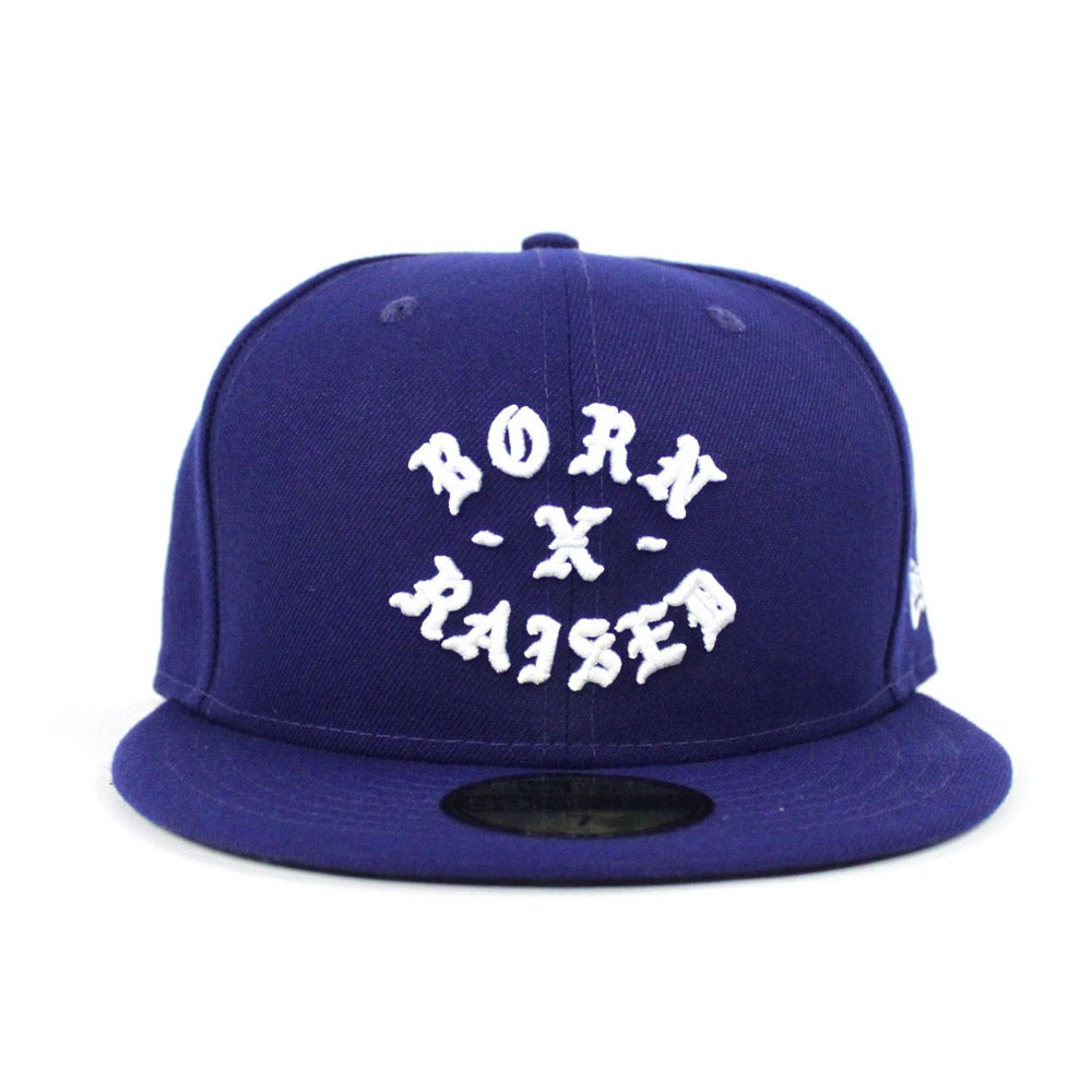 Born x Raised New Era 59Fifty Fitted Hat (Blue Black Under Brim