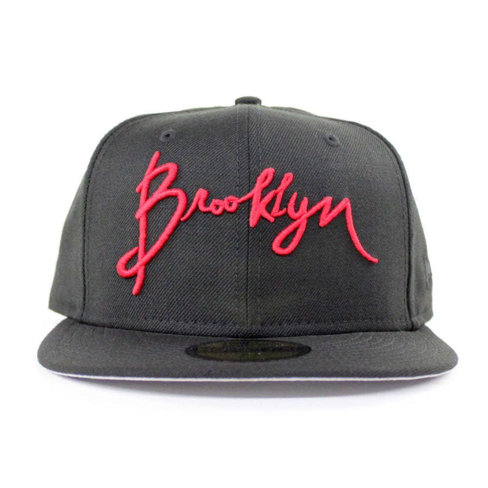Brooklyn New Era 59Fifty Fitted Hat (Black Red Gray Under Brim)