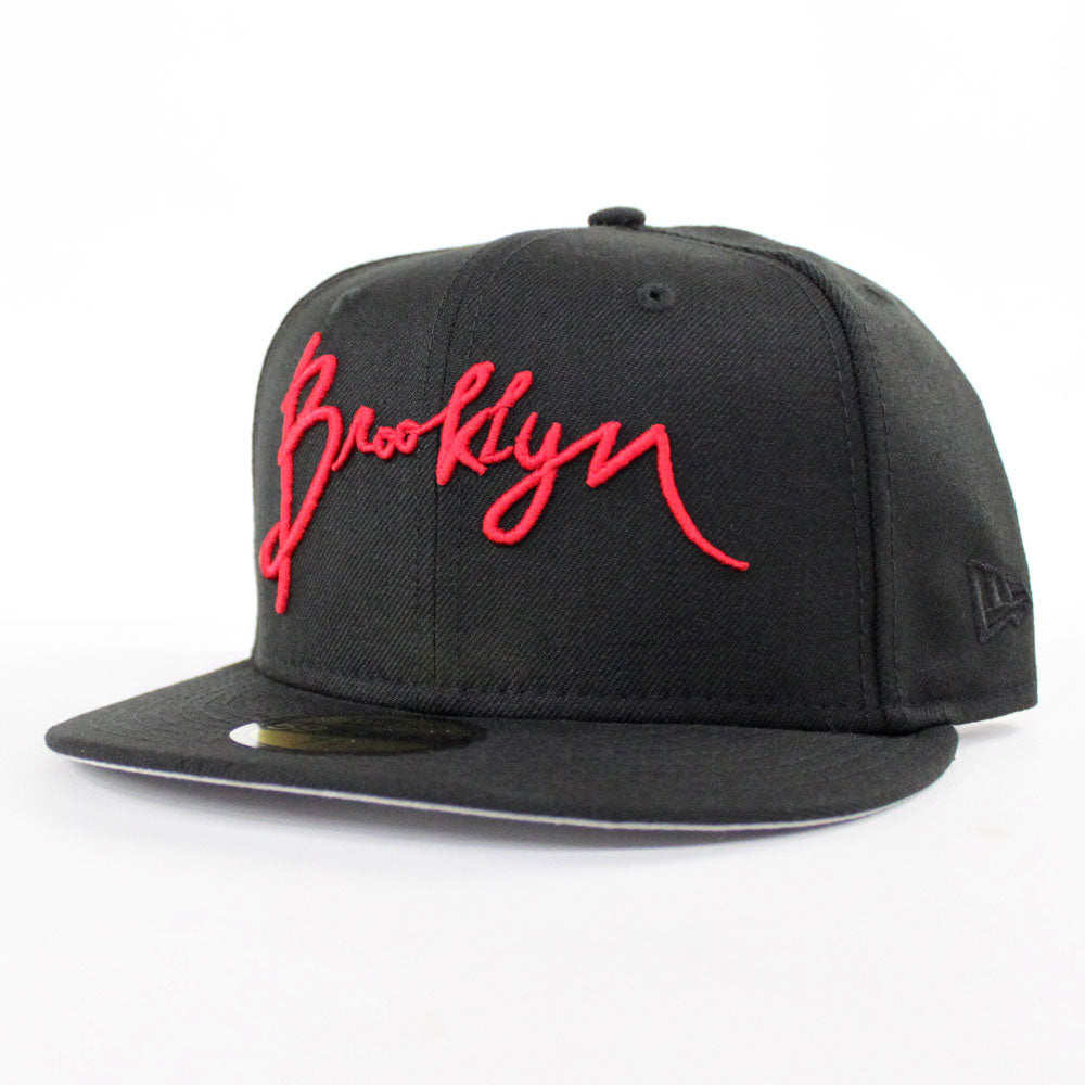 Brooklyn New Era 59Fifty Fitted Hat (Black Red Gray Under Brim)