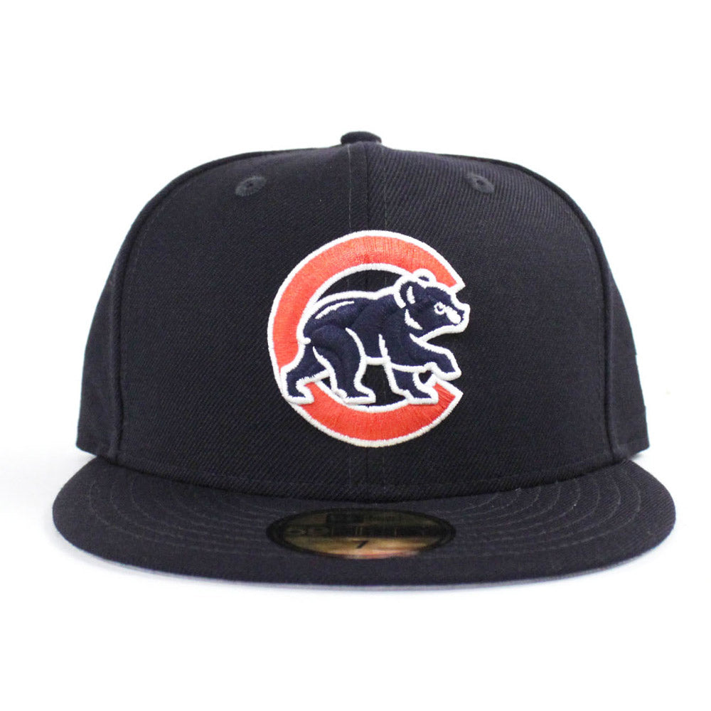 Chicago Cubs New Era 59Fifty Fitted Hat Chicago Bears Color Navy Orange Gray Under Brim Grey Bottom sneaker matching New Era Fitted Caps Fitteds ECAPCITY