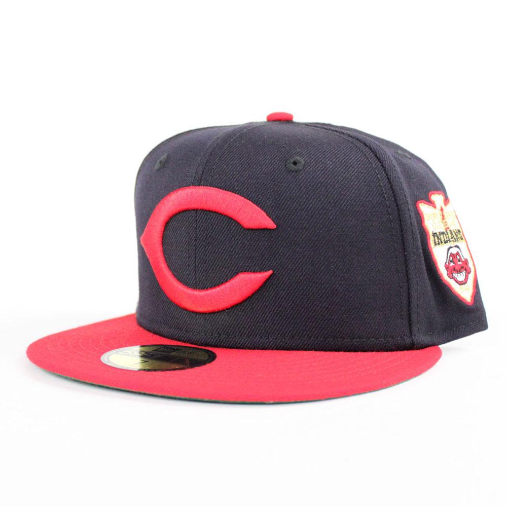 Cleveland Indians 1948 World Series New Era 59Fifty Fitted Hat Navy Green Under Brim MLB Indians New Era Caps Green Bottom Fitteds ECAPCITY