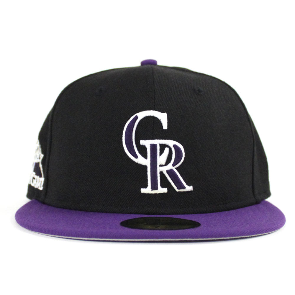 Tan Colorado Rockies Black Visor Purple Bottom 25th Anniversary Side Patch New Era 59FIFTY Fitted 71/4