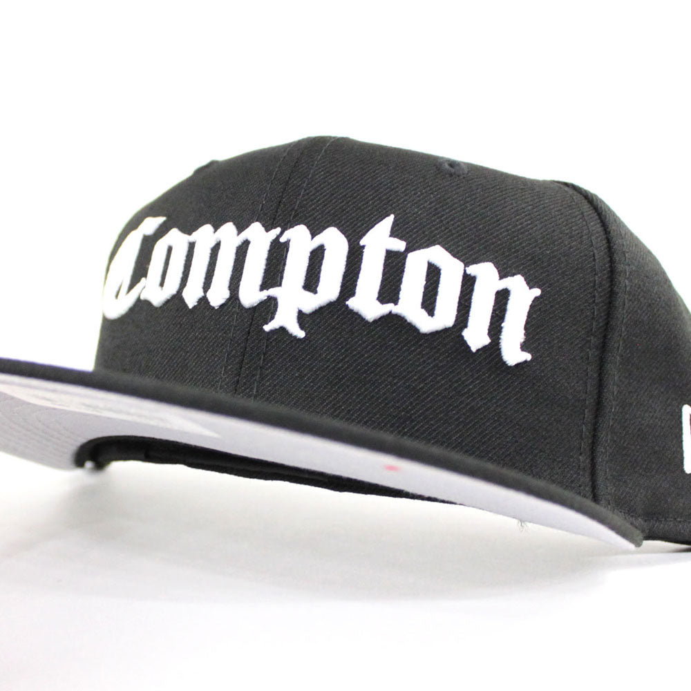 Compton New Era 59fifty Fitted Hat (Black White Gray Under Brim