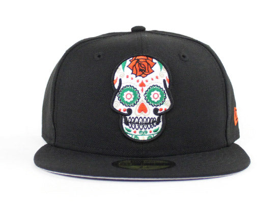 Day of The Dead Pink Sugar Skull 59FIFTY Fitted Hat, White - Size: 7, by New Era