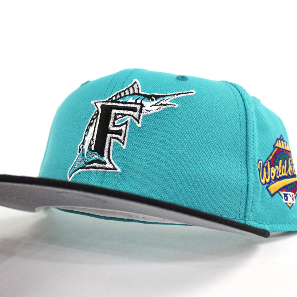 Florida Marlins 1997 World Serie Patch New Era 59FIFTY Fitted Hat (Black Gray Under BRIM) - Marlins 1997 World Serie Fitteds - Custom Grey Bottom Caps