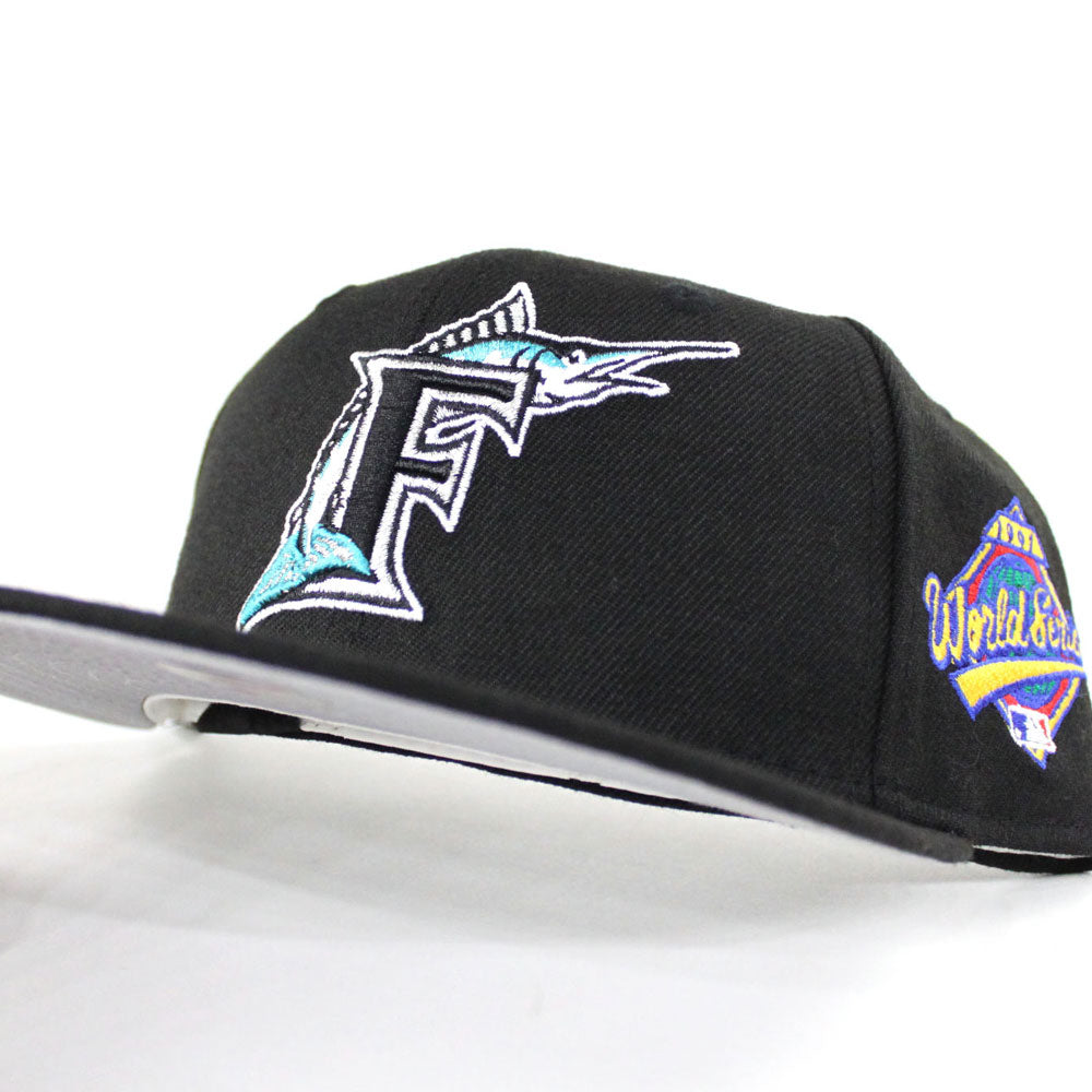 Florida Marlins black, gray New Era 59fifty Fitted Hat cap size, 7 1/8