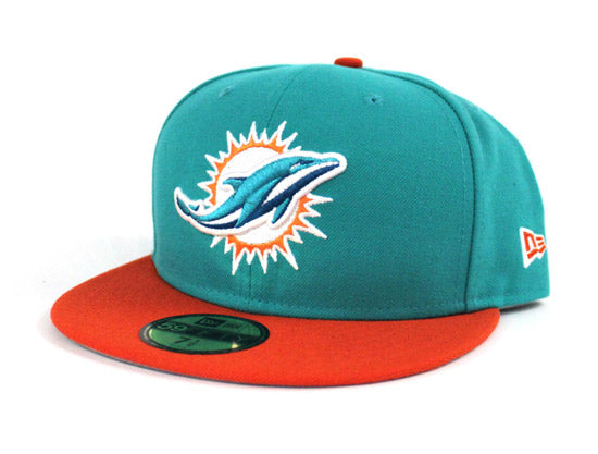 Miami Dolphins NFL New Era 59Fifty Fitted Hat Team Color Gray Under B ECAPCITY