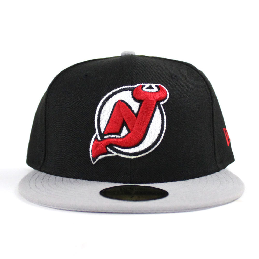 NEW JERSEY DEVILS 59Fifty New Era Fitted Hats (Air Jordan 1 Retro High OG  Bred Toe Gray Under Brim)