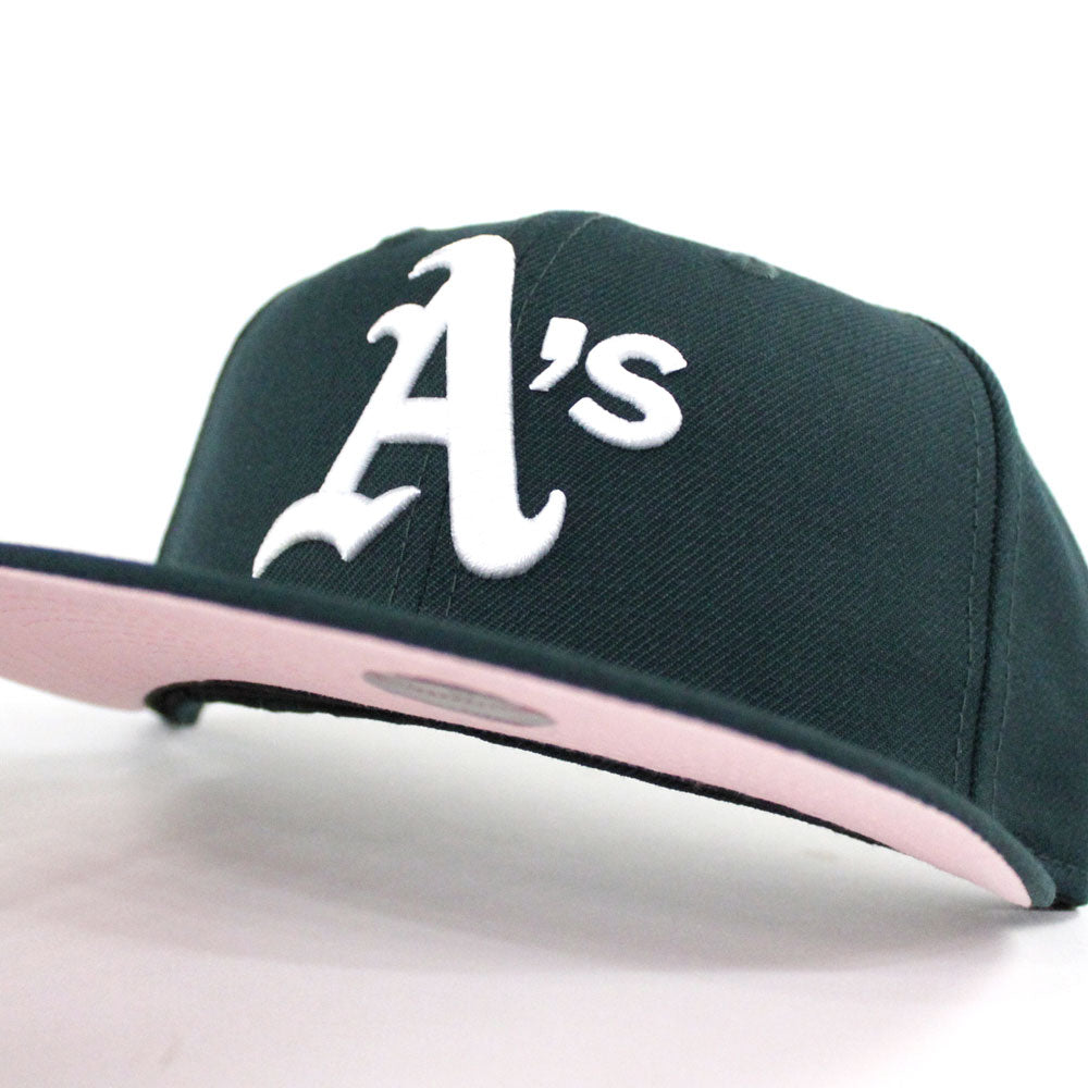 Oakland athletics fitted hat pink brim Clearance