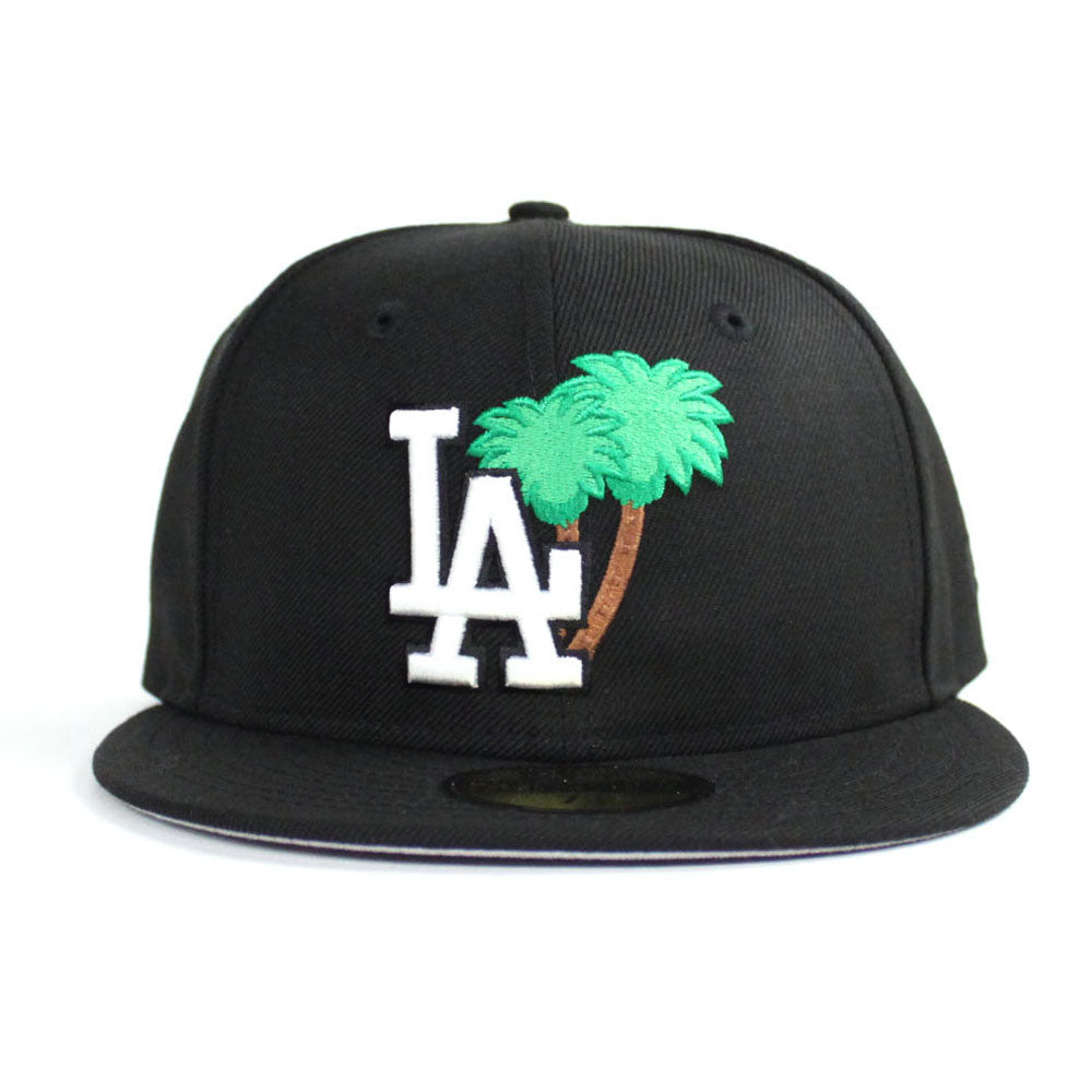 Black Los Angeles Dodgers Plam Tree 59fifty New Era Fitted Hat