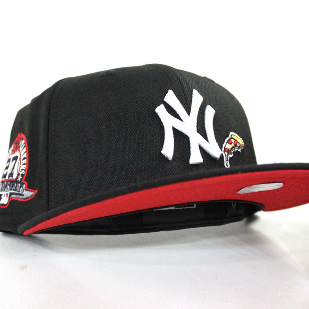 PIZZA New York Yankees 27 World Championships New Era 59Fifty Fitted Hat  (BLACK Red Under Brim)