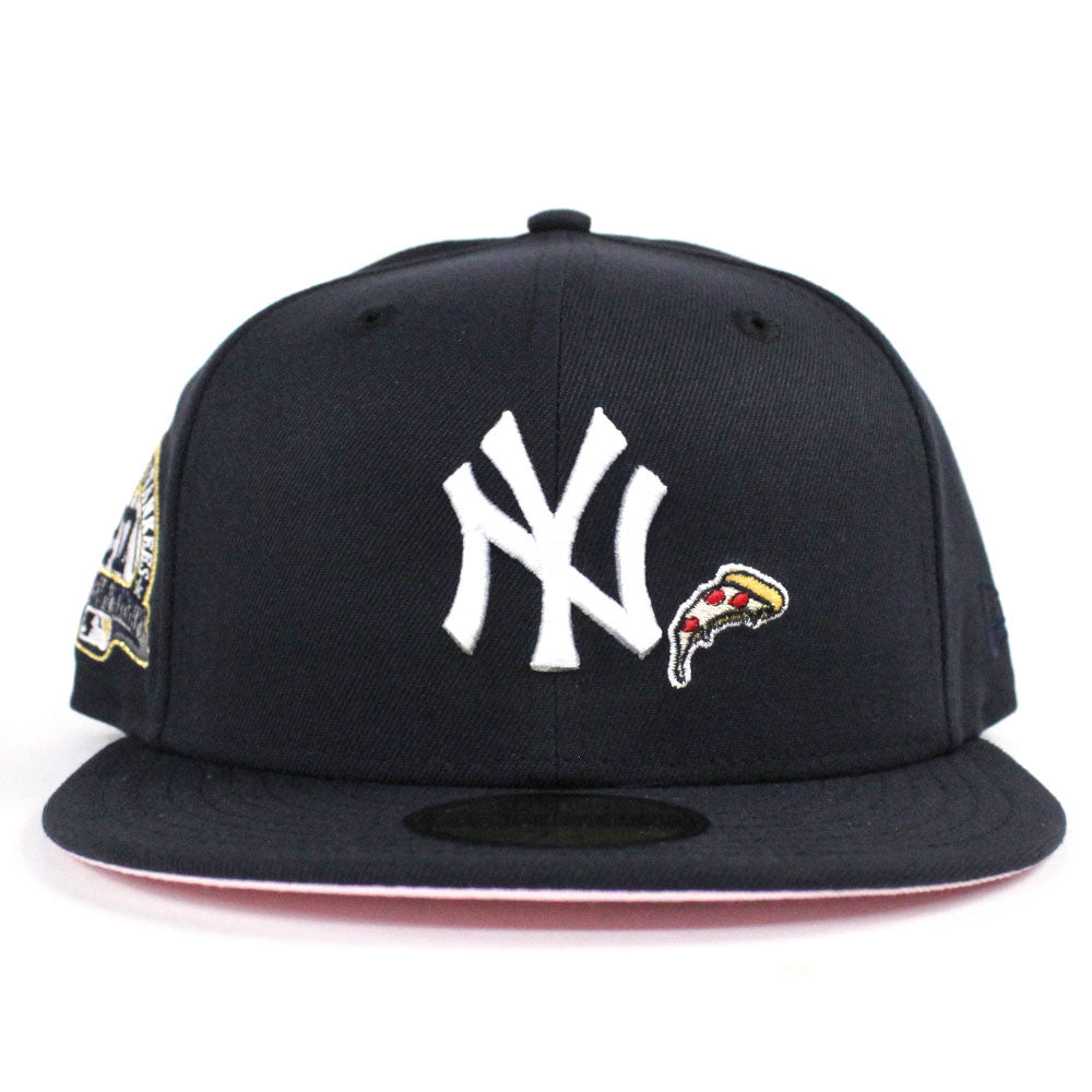 PIZZA New York Yankees 27 World Championships New Era 59Fifty Fitted Hat  (Navy Pink Under Brim)