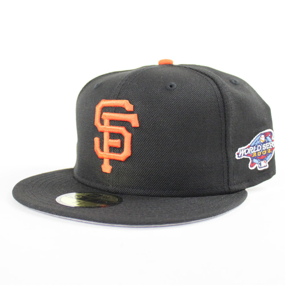 San Francisco Giants 2002 World Series New Era 59FIFTY Fitted Hat (Black Gray U Under BRIM) - SF Giants 2002 World Series New Era 59FIFTY Fitted Cap 