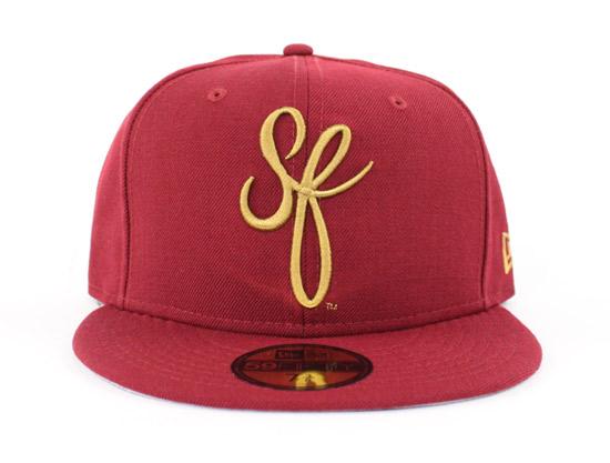 SF Script New Era 59FIFTY Fitted Hat (Cardinal Gray Under BRIM) 7 1/2