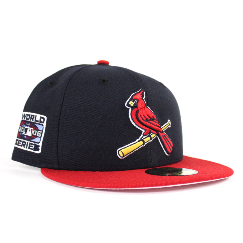 St Louis Cardinals 2006 World Series New Era 59Fifty Fitted Hat (Navy Red  PINK Under Brim)