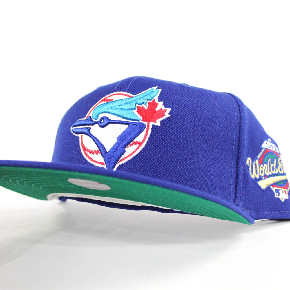 Toronto Blue Jays 1993 World Series 59FIFTY New Era Fitted Hats (Blue Green Under BRIM) - Bluejays 5950 Caps - Retro New Era Fitteds 7 7/8